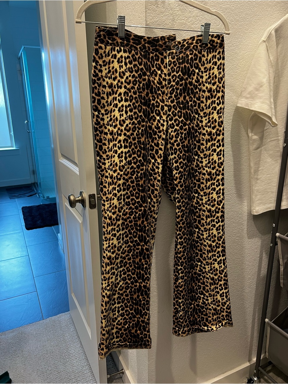 Leopard Print Wide-Leg Women's Pants - Brown/Black